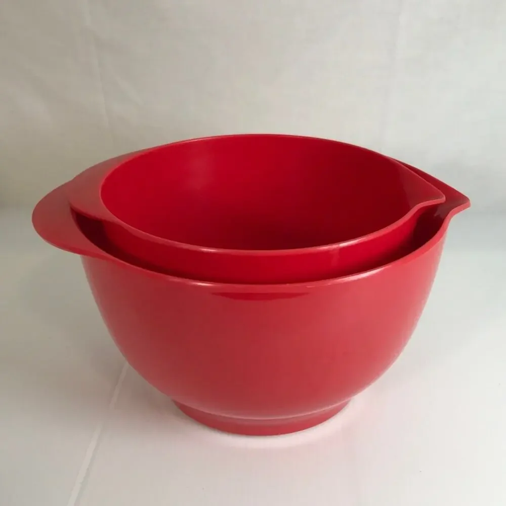 Glad Red Mixing Bowls with Pour Spouts Non-Slip Set of 2